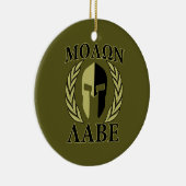 Molon Labe Spartan Mask Laurels Olive Green Keramik Ornament (Rechts)