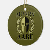 Molon Labe Spartan Mask Laurels Olive Green Keramik Ornament (Links)