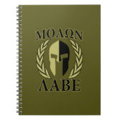 Molon Labe Spartan Mask Laurels Olive Green Notizblock (Vorderseite)