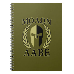 Molon Labe Spartan Mask Laurels Olive Green Notizblock