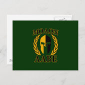 Molon Labe Spartan Mask Laurels über Grün Postkarte (Vorne/Hinten)