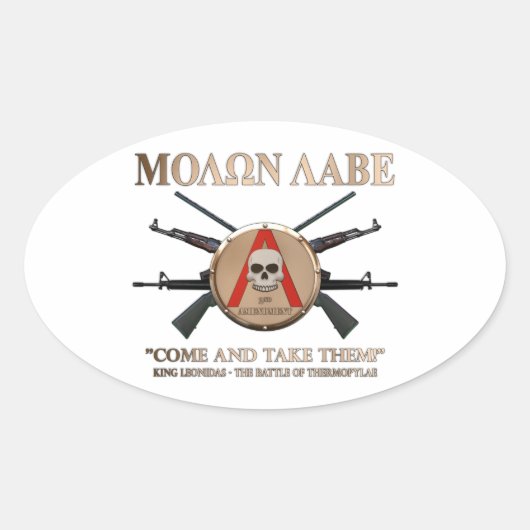 Molon Labe - Spartan Shield Ovaler Aufkleber (Vorderseite)