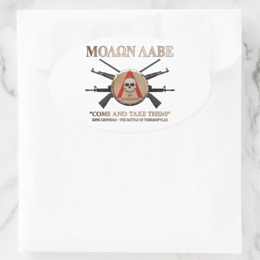 Molon Labe - Spartan Shield Ovaler Aufkleber (Tasche)