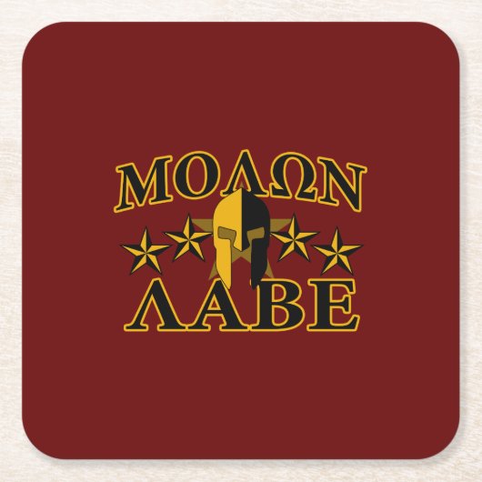 Molon Labe Spartan Warrior 5 Sterne Burgundy Rechteckiger Pappuntersetzer (Vorderseite)