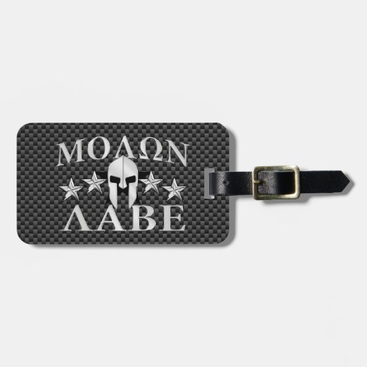 Molon Labe Spartan Warrior 5 Sterne Carbon Gepäckanhänger (Vorderseite horizontal)