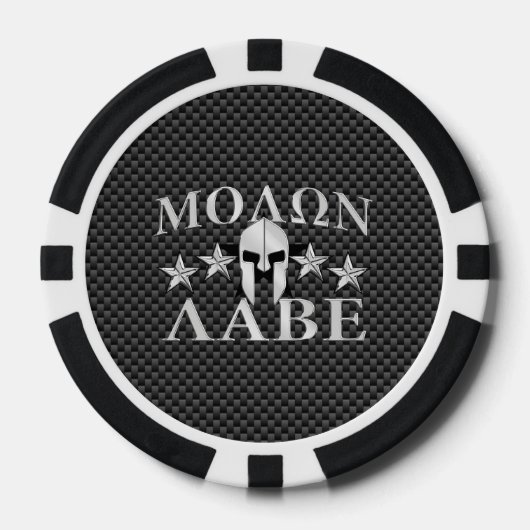 Molon Labe Spartan Warrior 5 Sterne Carbon Pokerchips (Vorderseite)