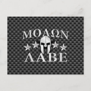 Molon Labe Spartan Warrior 5 Sterne Carbon Postkarte
