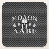 Molon Labe Spartan Warrior 5 Sterne Carbon Rechteckiger Pappuntersetzer (Vorderseite)