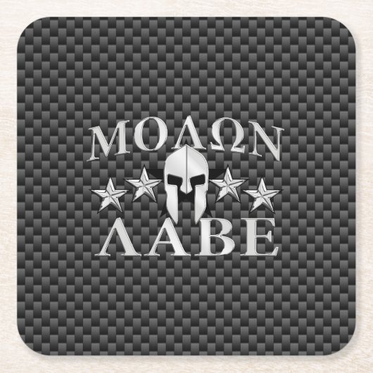 Molon Labe Spartan Warrior 5 Sterne Carbon Rechteckiger Pappuntersetzer (Vorderseite)