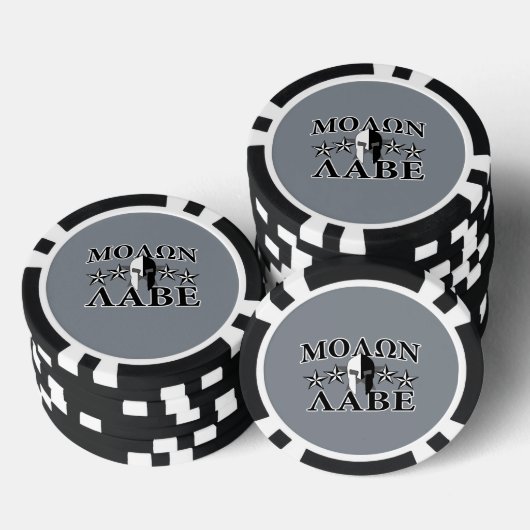 Molon Labe Spartan Warrior 5 Sterne Schwarz-weiß Pokerchips (Stapel)