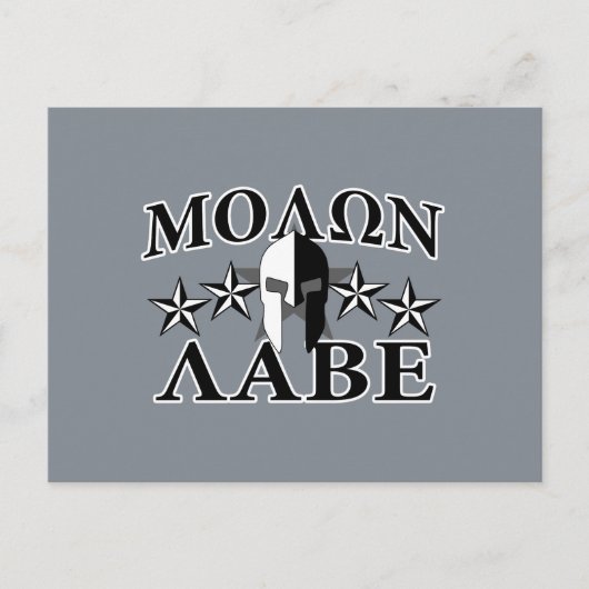 Molon Labe Spartan Warrior 5 Sterne Schwarz-weiß Postkarte (Vorderseite)