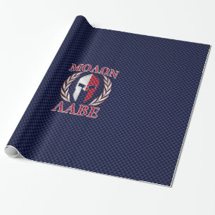 Molon Labe Spartan Warrior Blue Carbon Geschenkpapier