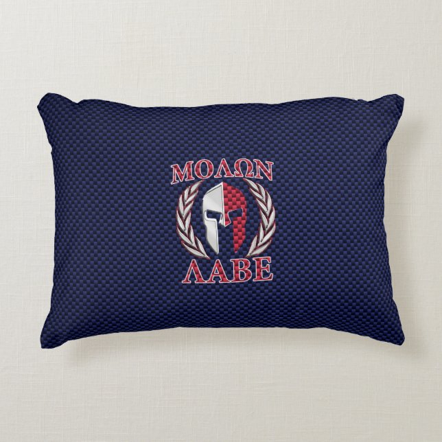 Molon Labe Spartan Warrior Carbon Fibre Chrome Dekokissen (Vorderseite)
