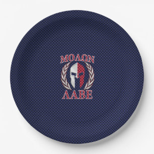 Molon Labe Spartan Warrior Carbon Fibre Chrome Pappteller