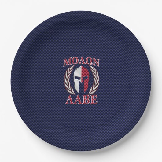 Molon Labe Spartan Warrior Carbon Fibre Chrome Pappteller (Vorderseite)