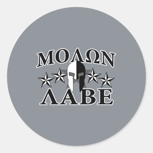 Molon Labe Spartan Warrior Helmet 5 Sterne B&W Runder Aufkleber (Vorderseite)