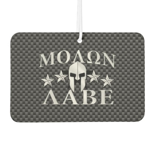 Molon Labe Spartan Warrior Helmet 5 Sterne Carbon Autolufterfrischer (Vorderseite)