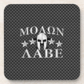 Molon Labe Spartan Warrior Helmet 5 Sterne Carbon Untersetzer (Vorderseite)