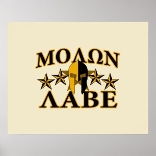 Molon Labe Spartan Warrior Helmet 5 Sterne Golden Poster