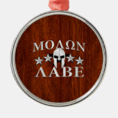 Molon Labe Spartan Warrior Helmet Mahogany Ornament Aus Metall (Vorne)