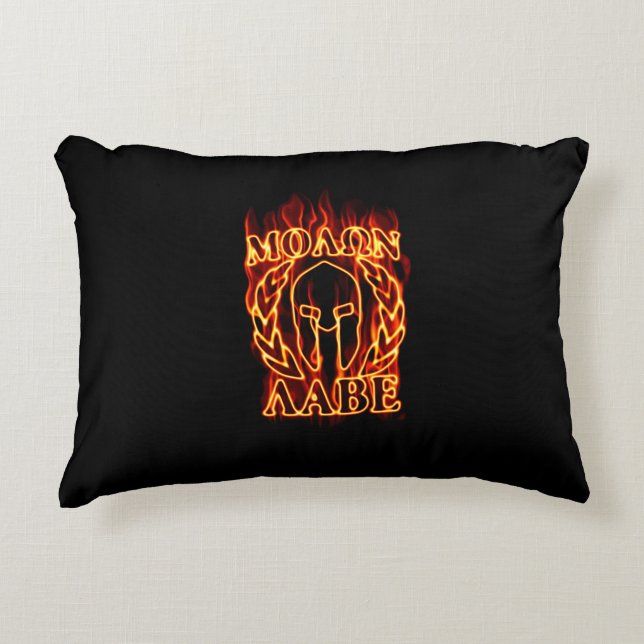 Molon Labe Spartan Warrior in Flammen Dekokissen (Vorderseite)