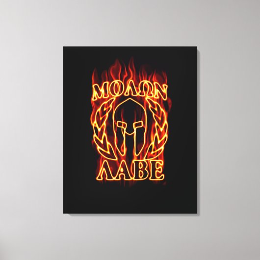 Molon Labe Spartan Warrior in Flammen Leinwanddruck (Vorderseite)