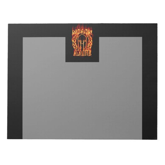 Molon Labe Spartan Warrior in Flammen Notizblock (Vorderseite)