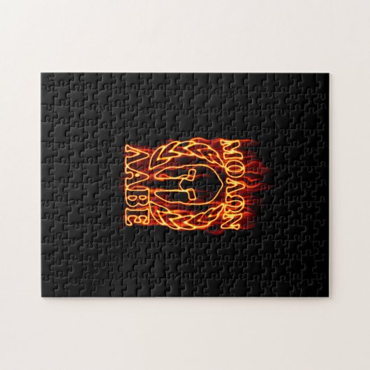 Molon Labe Spartan Warrior in Flammen Puzzle (Horizontal)