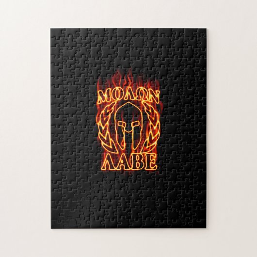 Molon Labe Spartan Warrior in Flammen Puzzle (Vertikal)