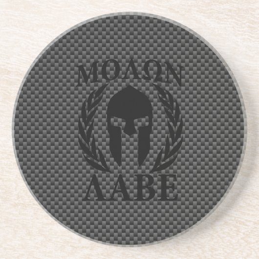 Molon Labe Spartan Warrior Laurels Carbon Style Getränkeuntersetzer (Vorne)