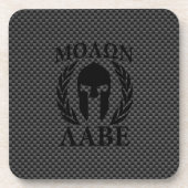 Molon Labe Spartan Warrior Laurels Carbon Style Getränkeuntersetzer (Vorderseite)