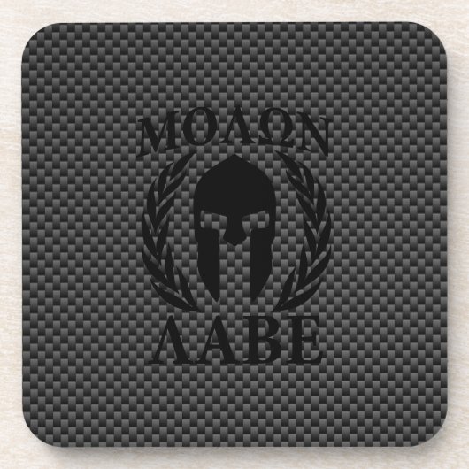 Molon Labe Spartan Warrior Laurels Carbon Style Getränkeuntersetzer (Vorderseite)