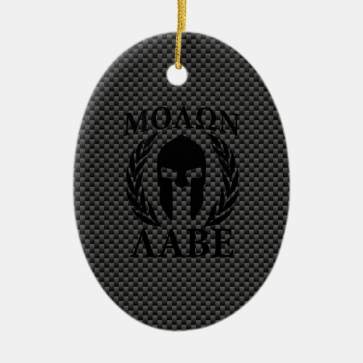 Molon Labe Spartan Warrior Laurels Carbon Style Keramik Ornament (Vorne)