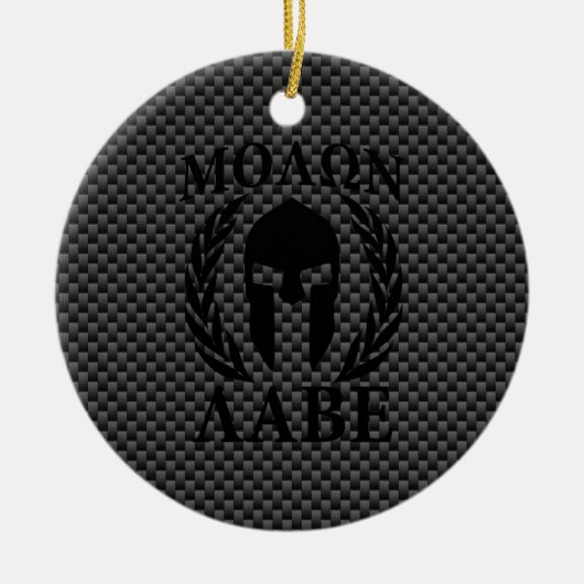 Molon Labe Spartan Warrior Laurels Carbon Style Keramik Ornament (Vorne)