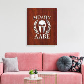 Molon Labe Spartan Warrior Laurels Chro Wood Print Leinwanddruck (Insitu (Wohnzimmer))