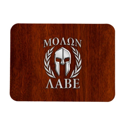 Molon Labe Spartan Warrior Laurels Chro Wood Print Magnet (Horizontal)