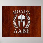 Molon Labe Spartan Warrior Laurels Chro Wood Print Poster (Vorne)