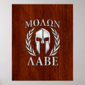 Molon Labe Spartan Warrior Laurels Chro Wood Print Poster (Vorne)
