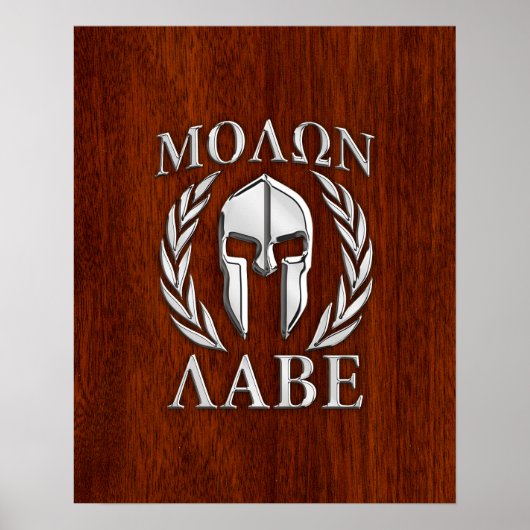 Molon Labe Spartan Warrior Laurels Chro Wood Print Poster (Vorne)