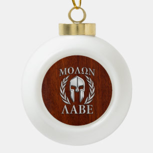 Molon Labe Spartan Warrior Laurels Holzdekor Keramik Kugel-Ornament