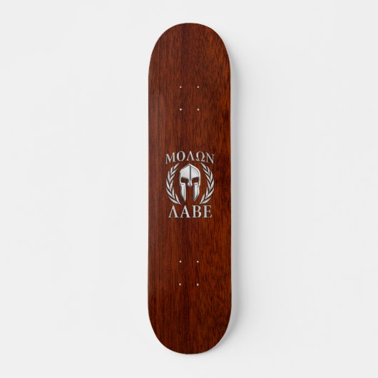 Molon Labe Spartan Warrior Laurels Holzdekor Skateboard (Vorne)