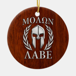 Molon Labe Spartan Warrior Laurels Mahogany Print Keramik Ornament
