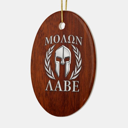 Molon Labe Spartan Warrior Laurels Mahogany Print Keramik Ornament (Links)
