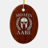 Molon Labe Spartan Warrior Laurels Mahogany Print Keramik Ornament (Vorne)
