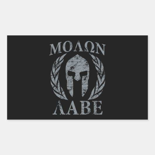 Molon Labe Spartan Warrior Laurels Rechteckiger Aufkleber (Vorderseite)
