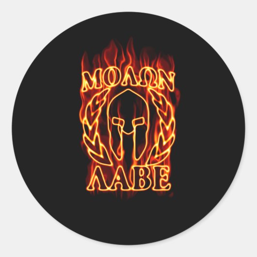 Molon Labe Spartan Warrior Laurels über Feuer Runder Aufkleber (Vorderseite)