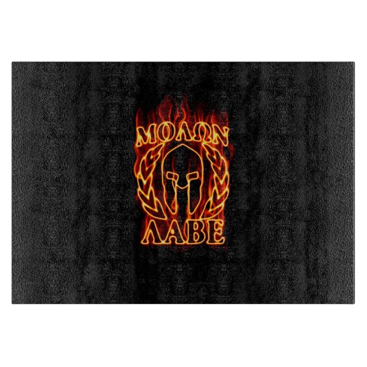 Molon Labe Spartan Warrior Laurels über Feuer Schneidebrett (Vorderseite)