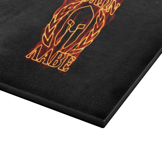 Molon Labe Spartan Warrior Laurels über Feuer Schneidebrett (Ecke)