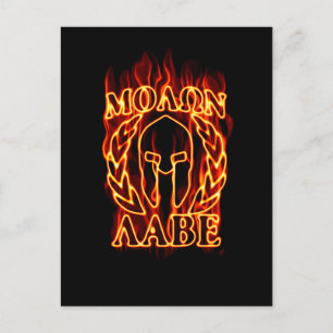 Molon Labe Spartan Warrior Lorbeeren in Flammen Postkarte