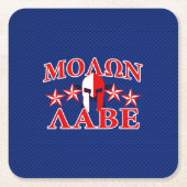 Molon Labe Spartan Warrior Mask 5 Sterne Patriot Rechteckiger Pappuntersetzer (Vorderseite)
